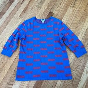 Lemon Way Cotton Double Decker Bus 3/4 Sleeve Sweater Sz XL